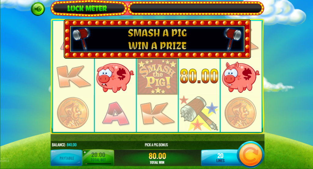 Smash the pig Slot NJ bonus game win